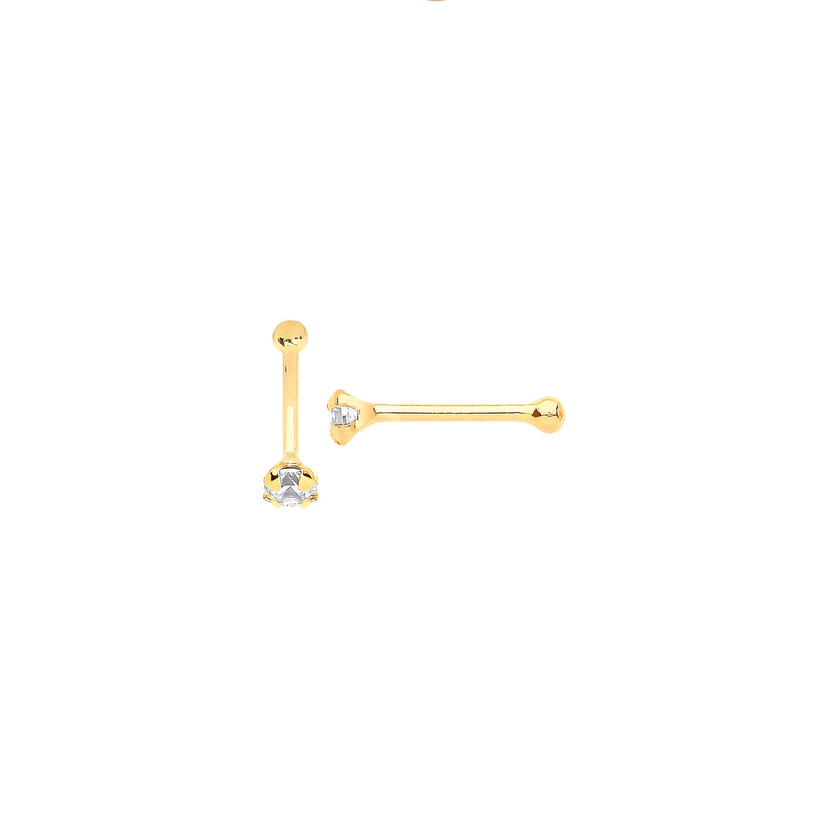 9ct Yellow Gold Claw set Cz Nose Pin Stud