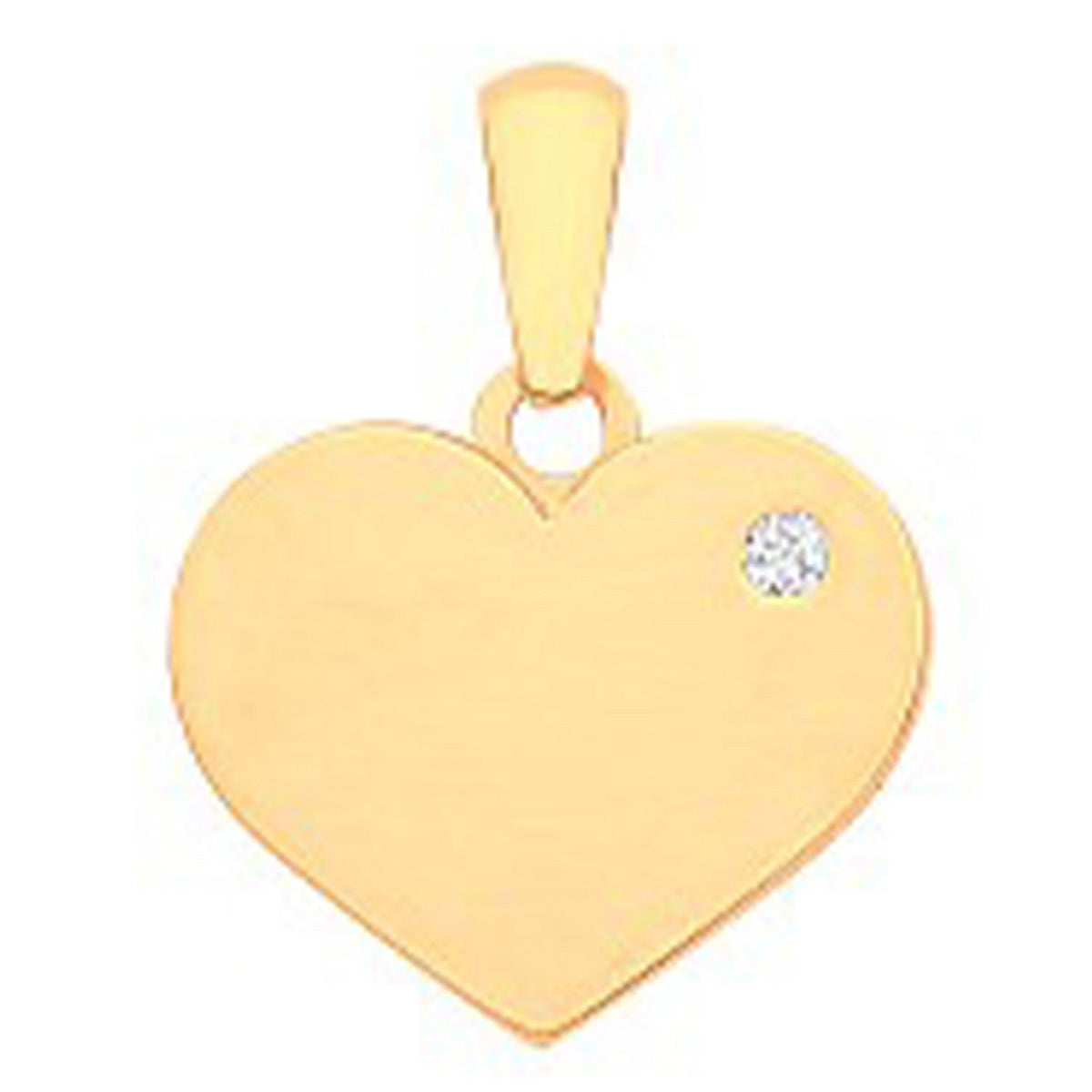 Yellow Gold Cz Plain Heart Pendant