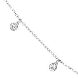 White Gold Dangling CZs Diamond by the Yard 17&quot;Necklace/07&quot; Bracelet