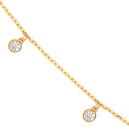 Yellow Gold Dangling CZs Diamond by the Yard 17&quot;Necklace/07&quot; Bracelet