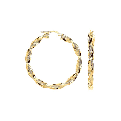 Yellow Gold 39mm Ribbed Twist Hoop Earrings