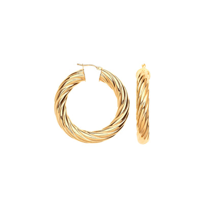 Yellow Gold 43mm Chunky Twist Hoop Earrings