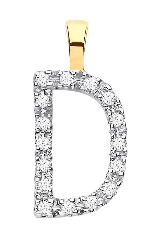 9ct Yellow Gold 0.05ct Diamond D Initial