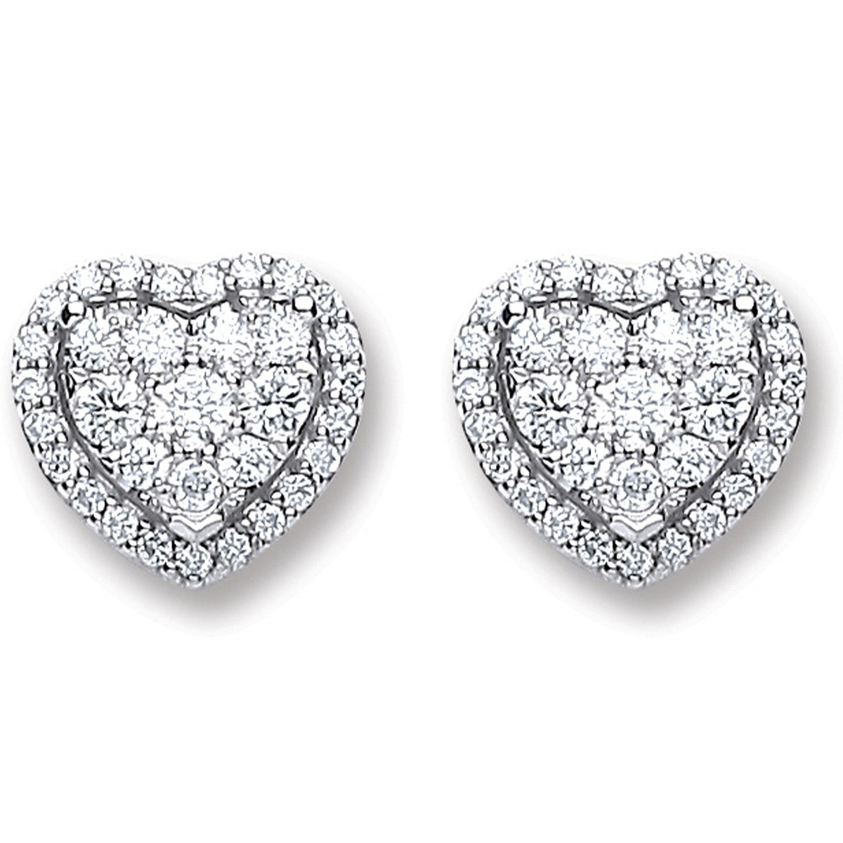 18ct White Gold 0.45ct Diamond Heart Stud Earrings