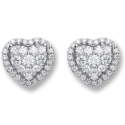 18ct White Gold 0.45ct Diamond Heart Stud Earrings