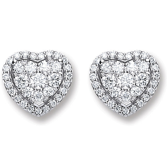 18ct White Gold 0.45ct Diamond Heart Stud Earrings