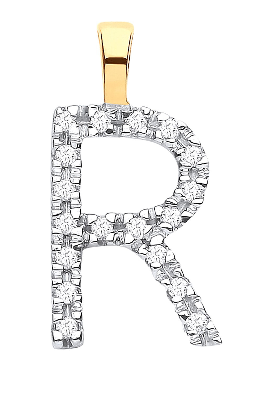 9ct Yellow Gold 0.05ct Diamond R Initial