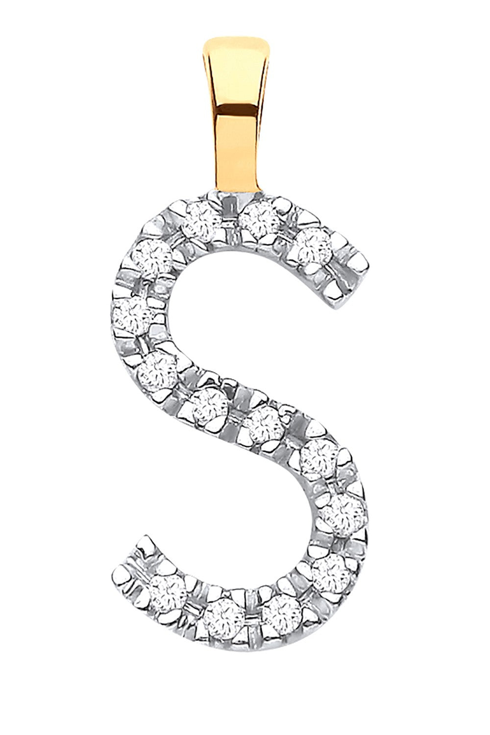9ct Yellow Gold 0.05ct Diamond S Initial