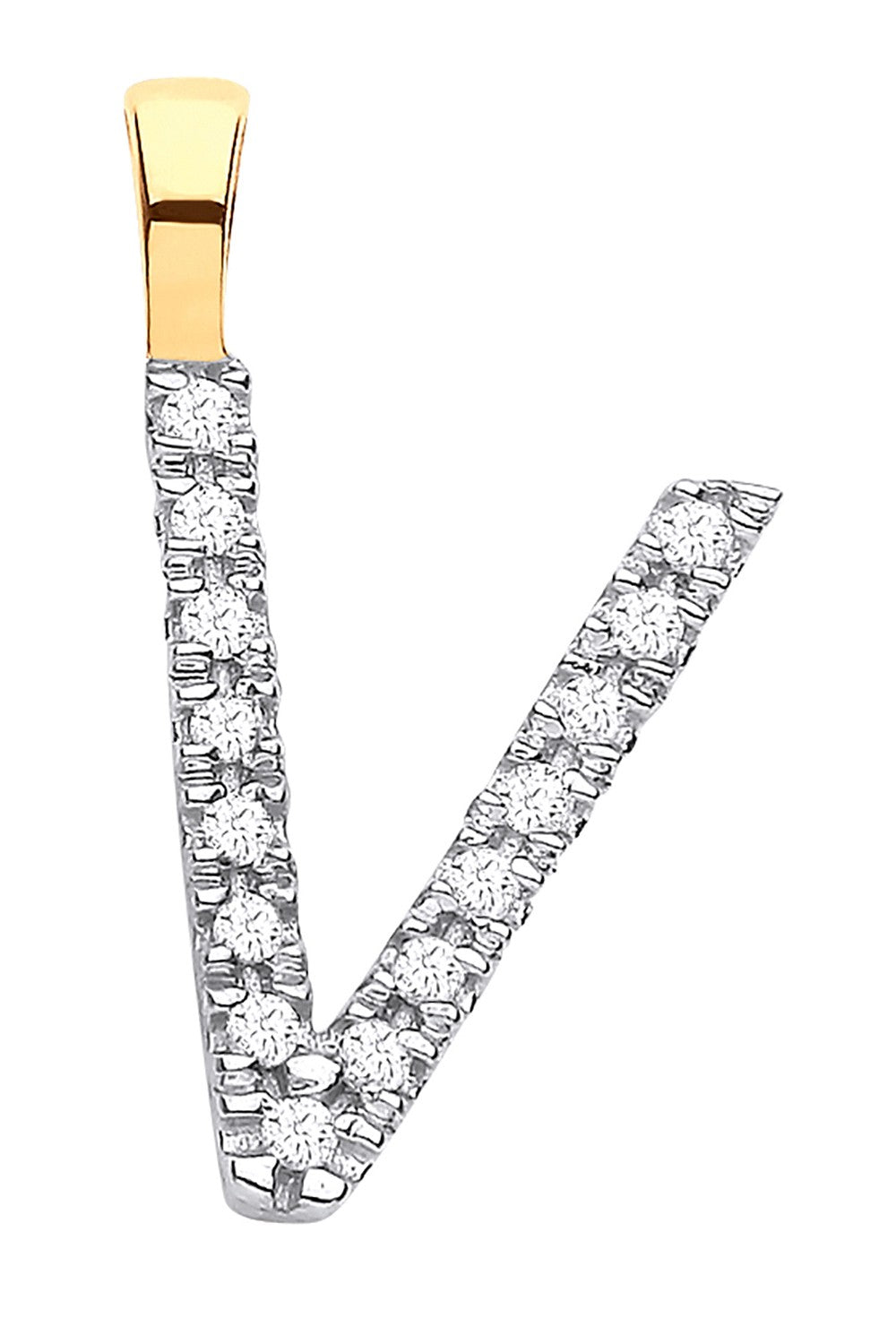 9ct Yellow Gold 0.05ct Diamond V Initial