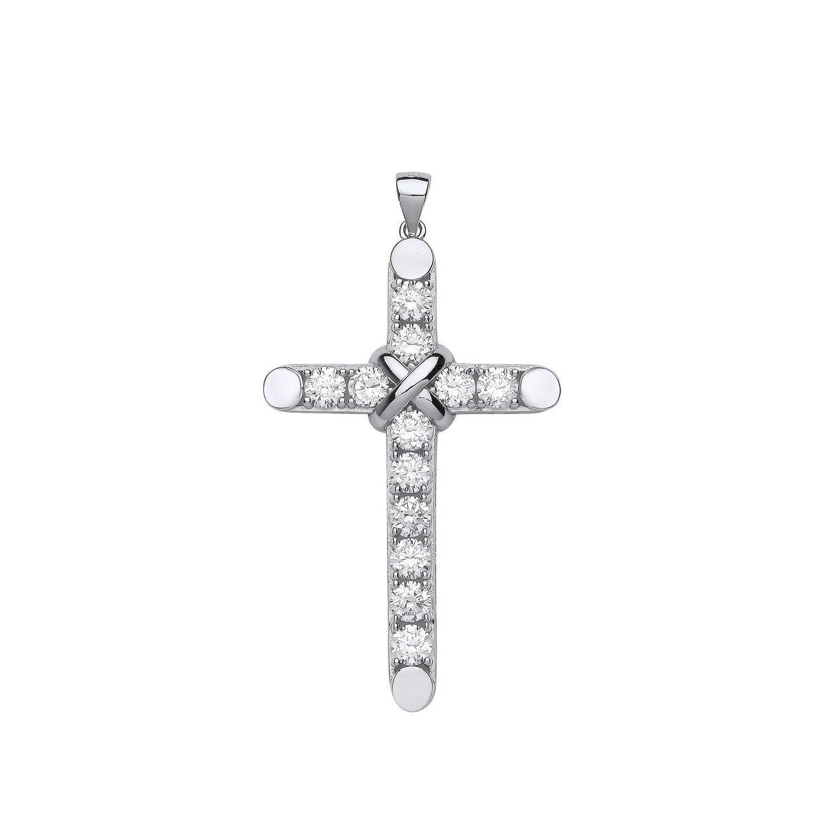 Silver Claw Set CZs Cross