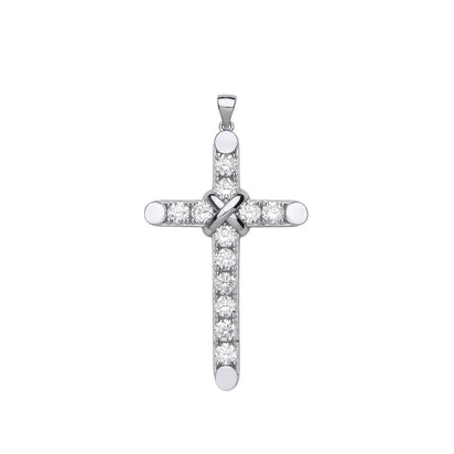 Silver Claw Set CZs Cross