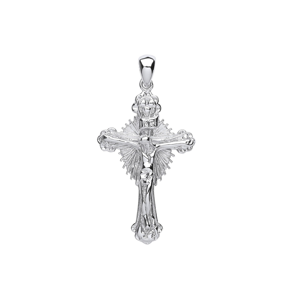 Silver Sunburst Crucifix