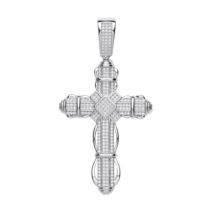 Silver Big Fancy  CZ Cross