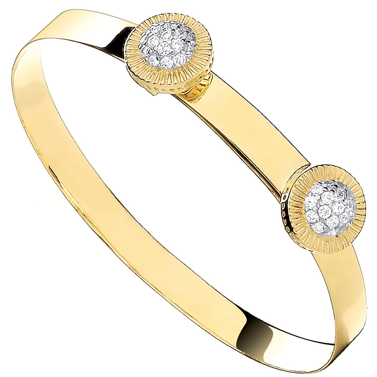 Yellow Gold Round CZ Studs Expandable Baby Bangle