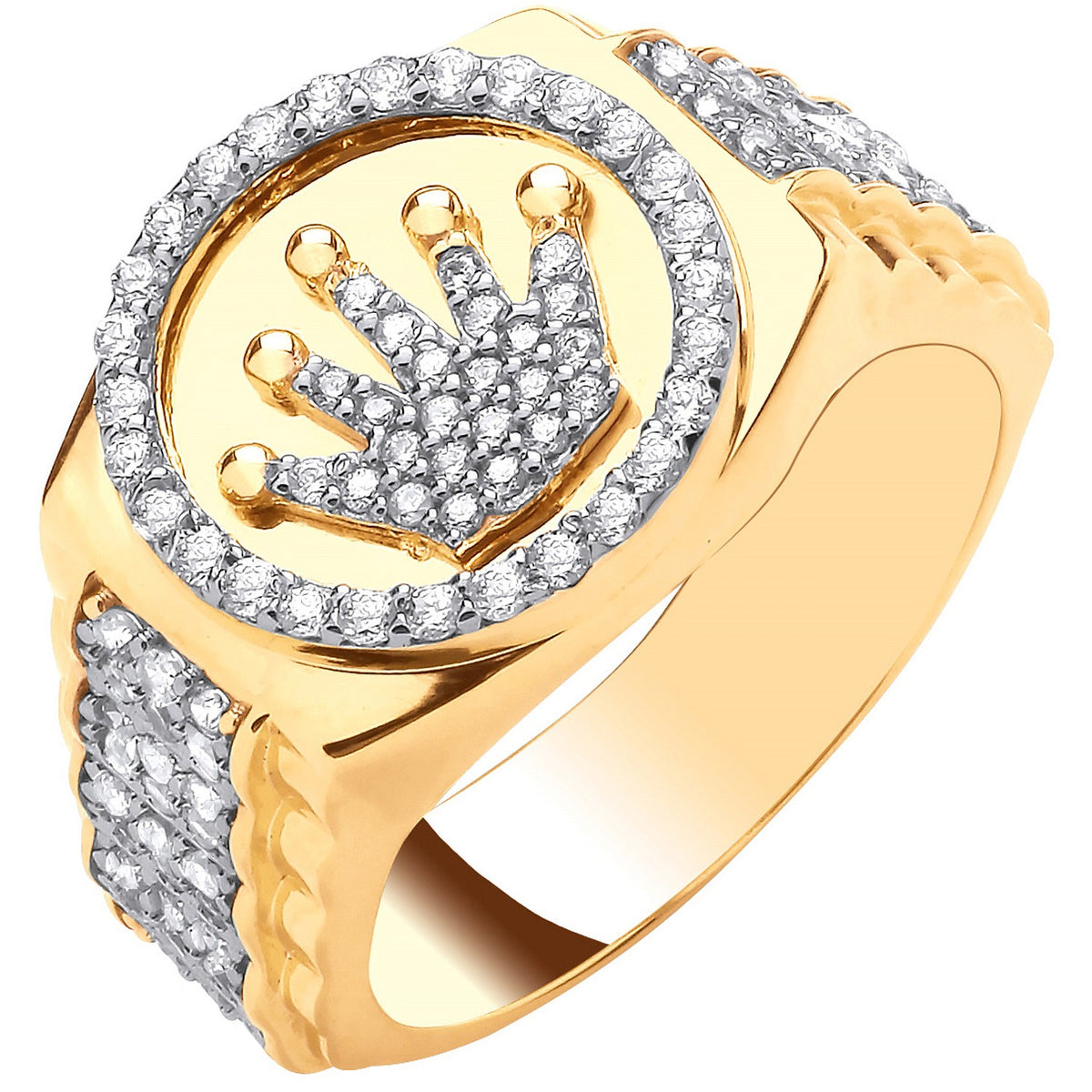 Yellow Gold CZ Crown Ring