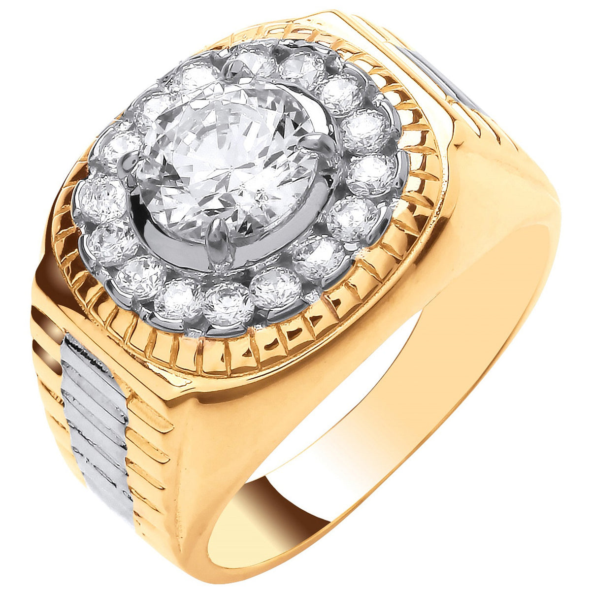 Yellow Gold 8.0mm CZ Fancy Ring