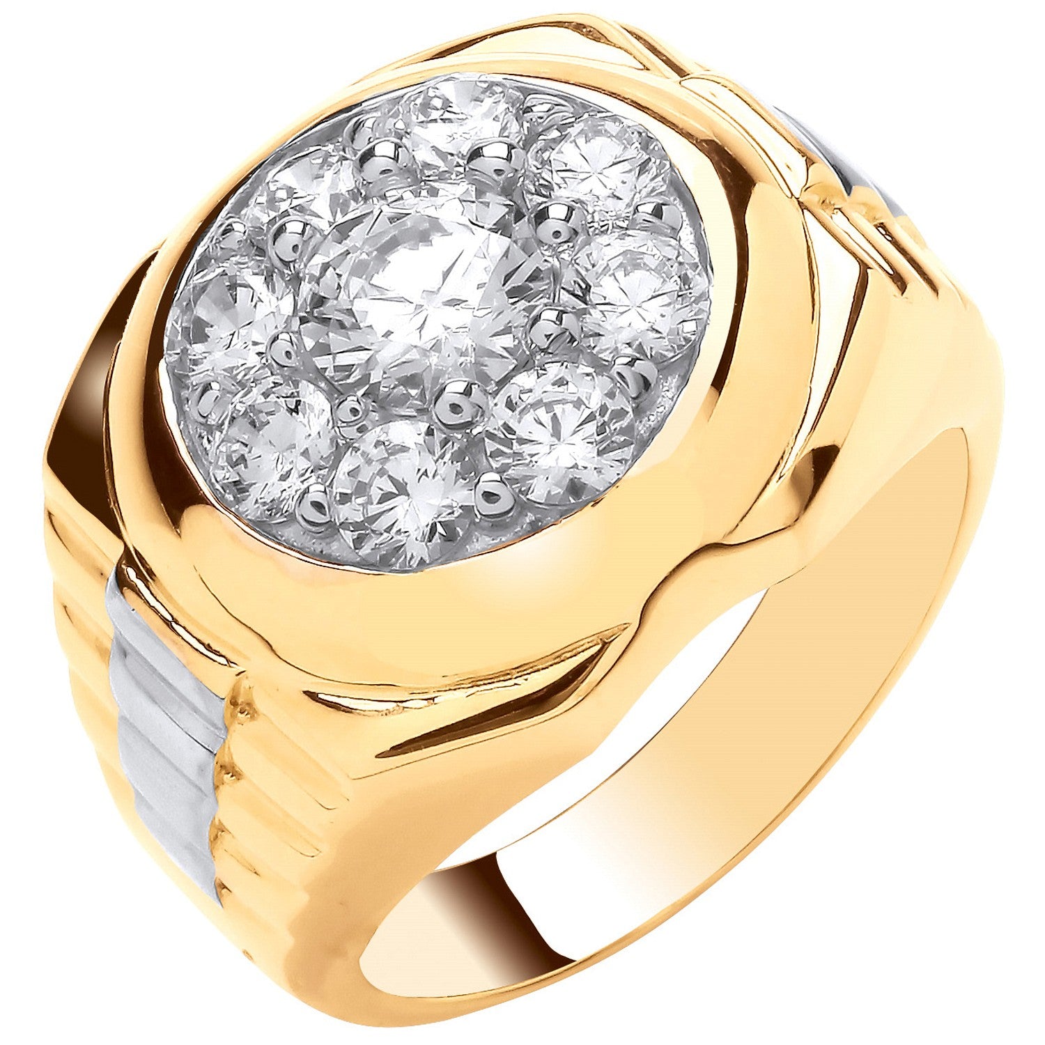 Yellow Gold Fancy Gents CZ Ring