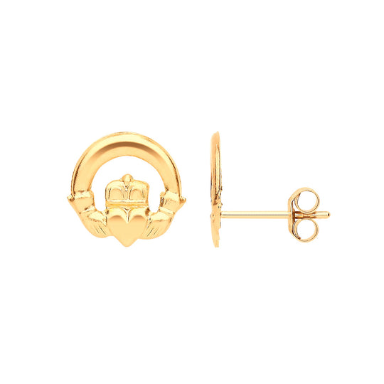 Yellow Gold Claddagh Stud Earrings