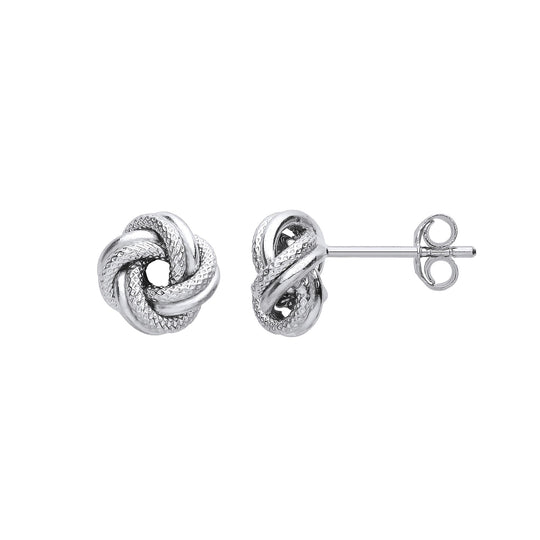 Silver Textured - Plain finish Knot Stud Earrings