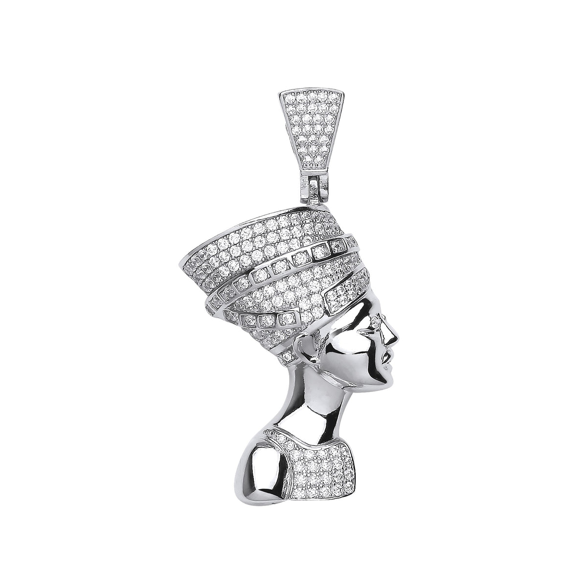 Silver Queen Nefertiti CZ Pendant