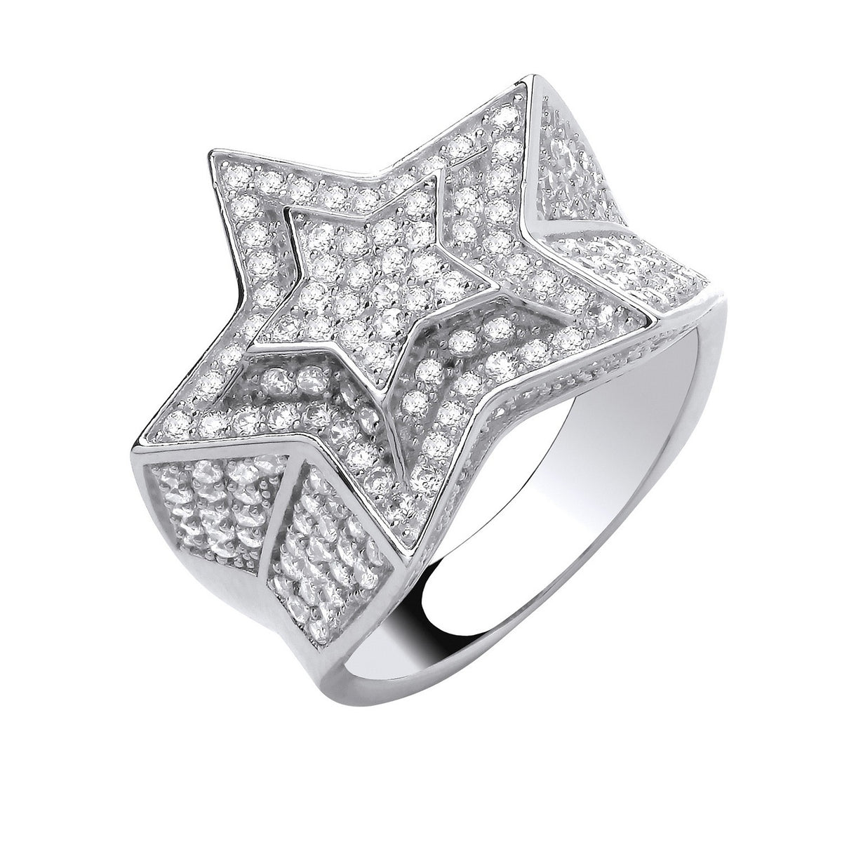 Silver 3D Star Ring