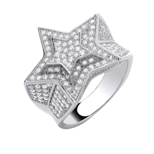 Silver 3D Star Ring