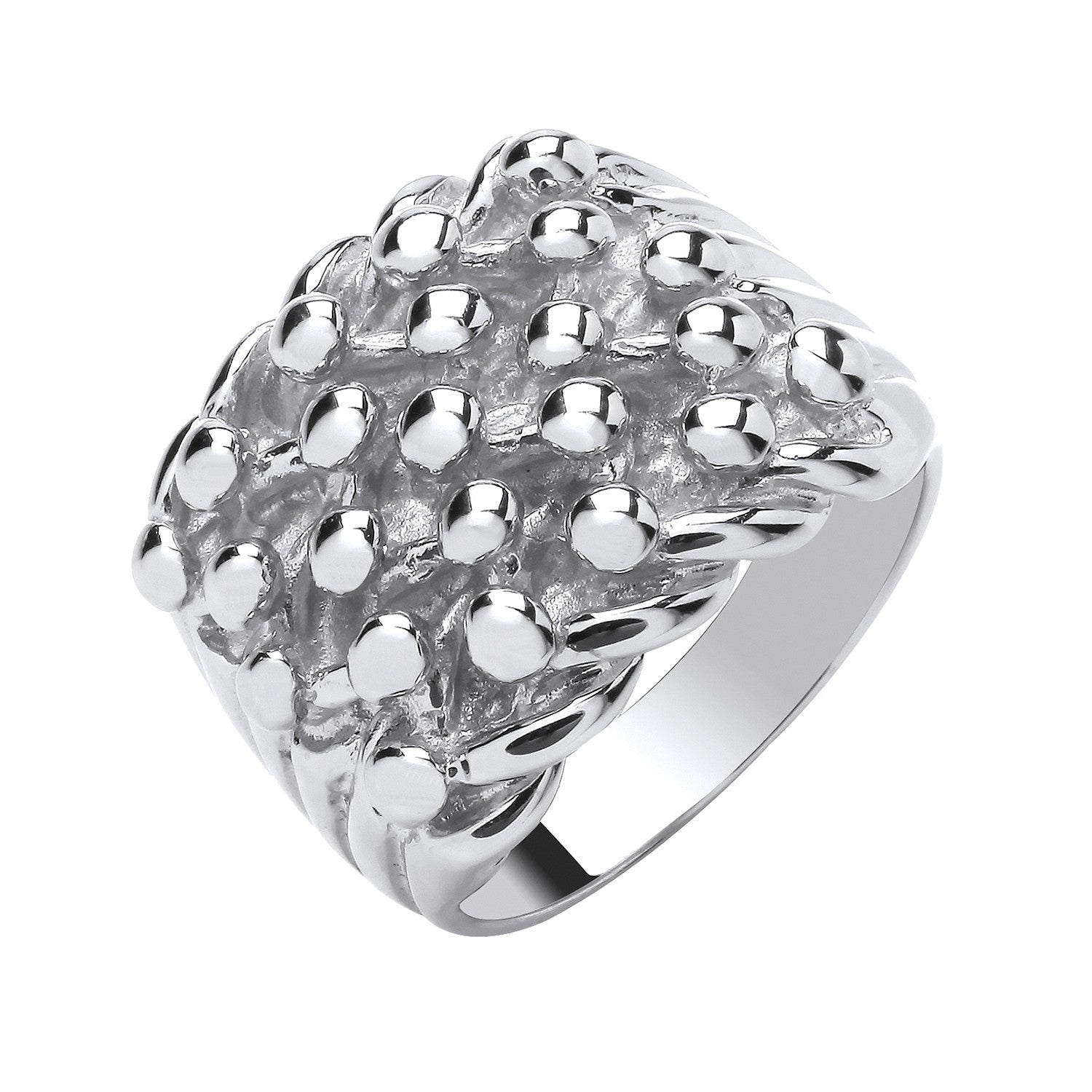 Silver 5 Row Keeper, Woven Back Ring