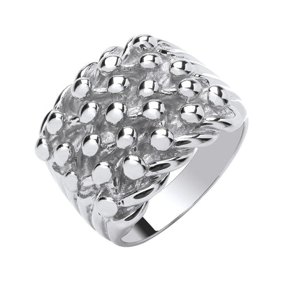 Silver 5 Row Keeper, Woven Back Ring