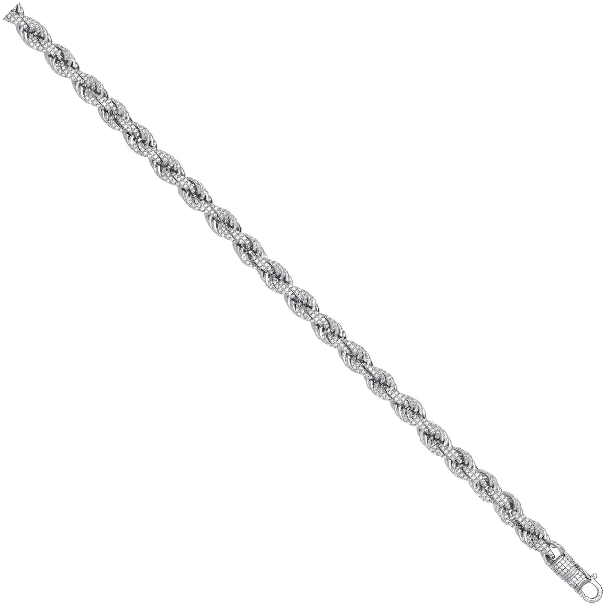 Silver CZ Set Rope 7.0mm Chain