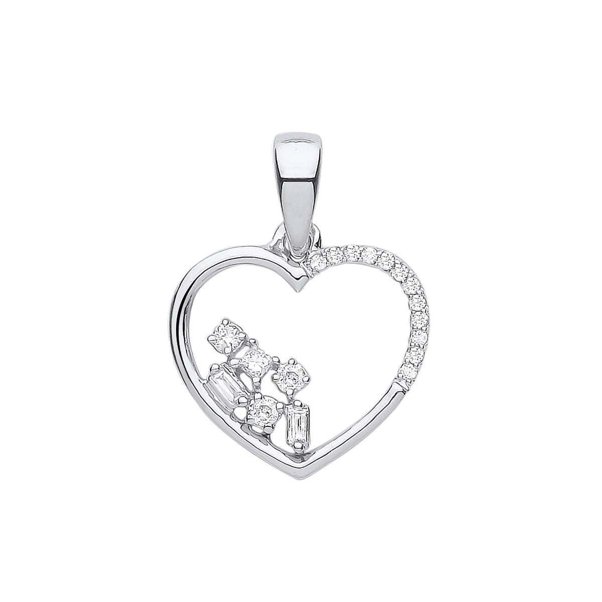 9ct White Gold 0.10ct Diamond Heart pendant