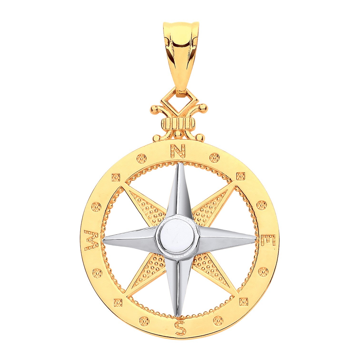 Yellow Gold White Gold Compass Pendant