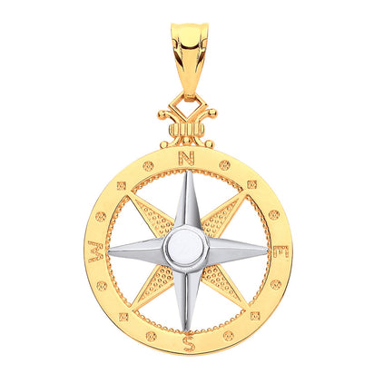 Yellow Gold White Gold Compass Pendant