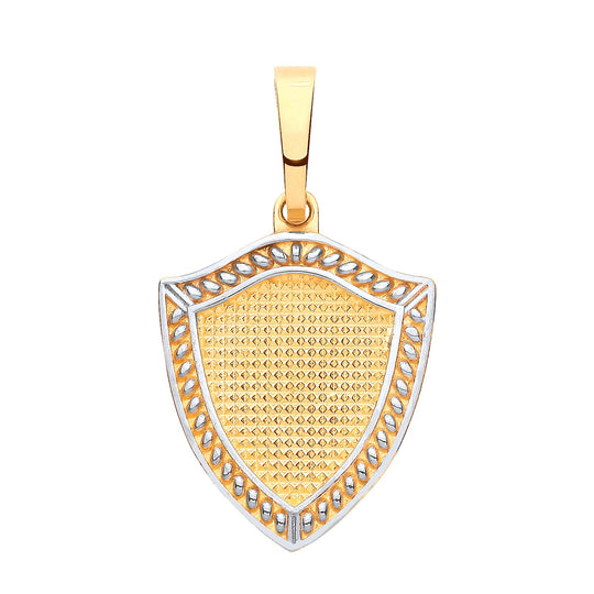 Yellow Gold White Gold Medieval Shield Pendant
