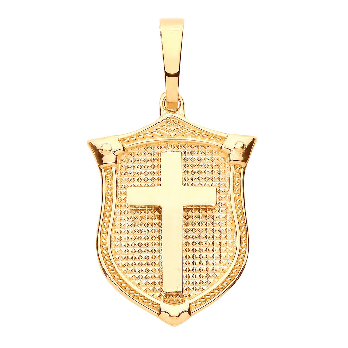 Yellow Gold Cross Shield Pendant
