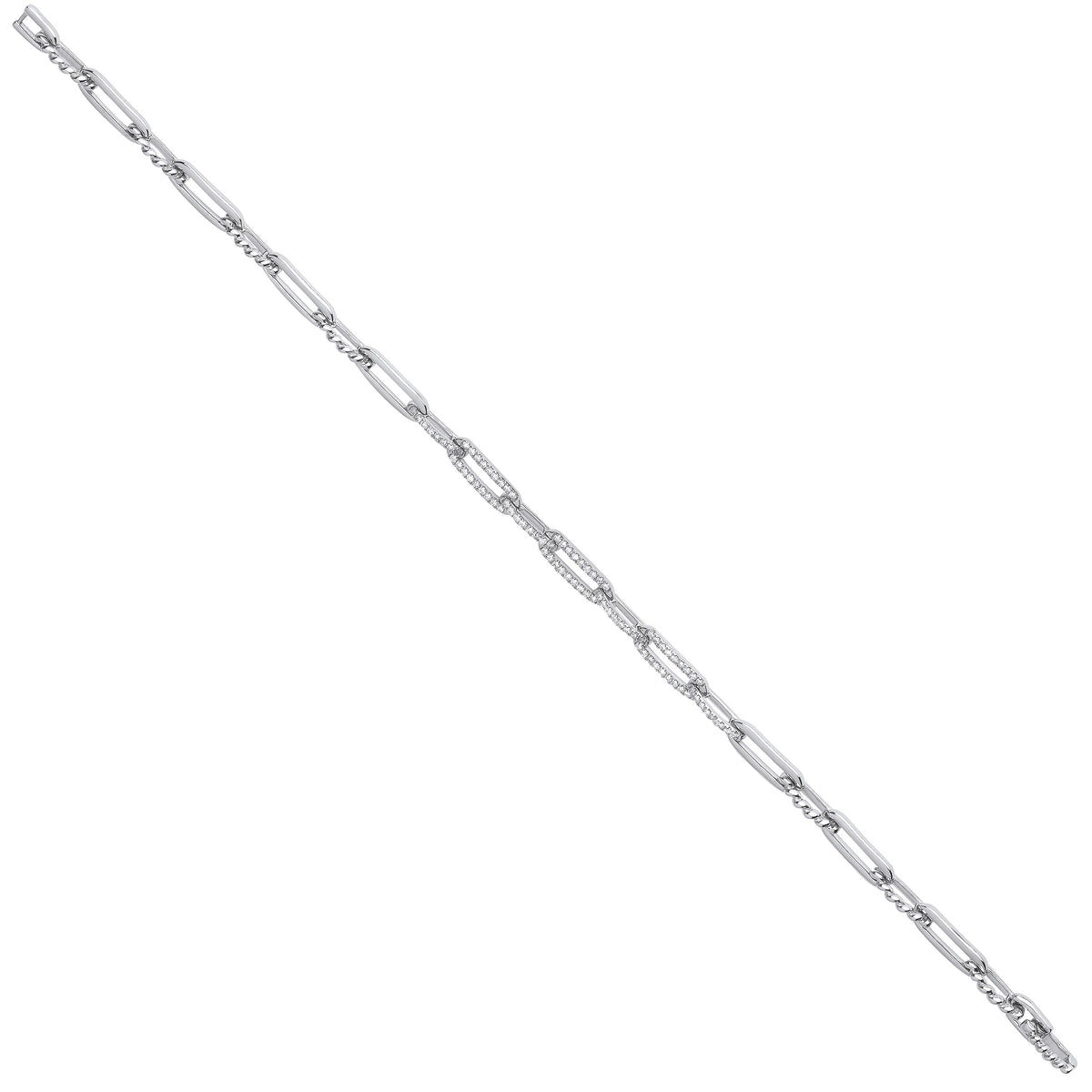 9ct White gold 0.42ct Curb bracelet