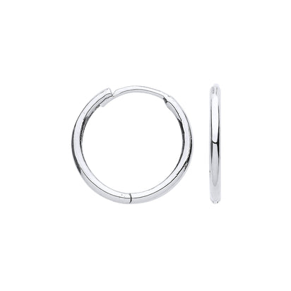 White Gold 14mm Plain Hinged Huggies