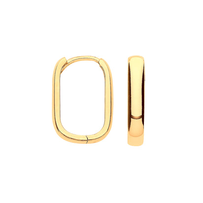 Yellow Gold Plain Rectangle Hinged Huggies