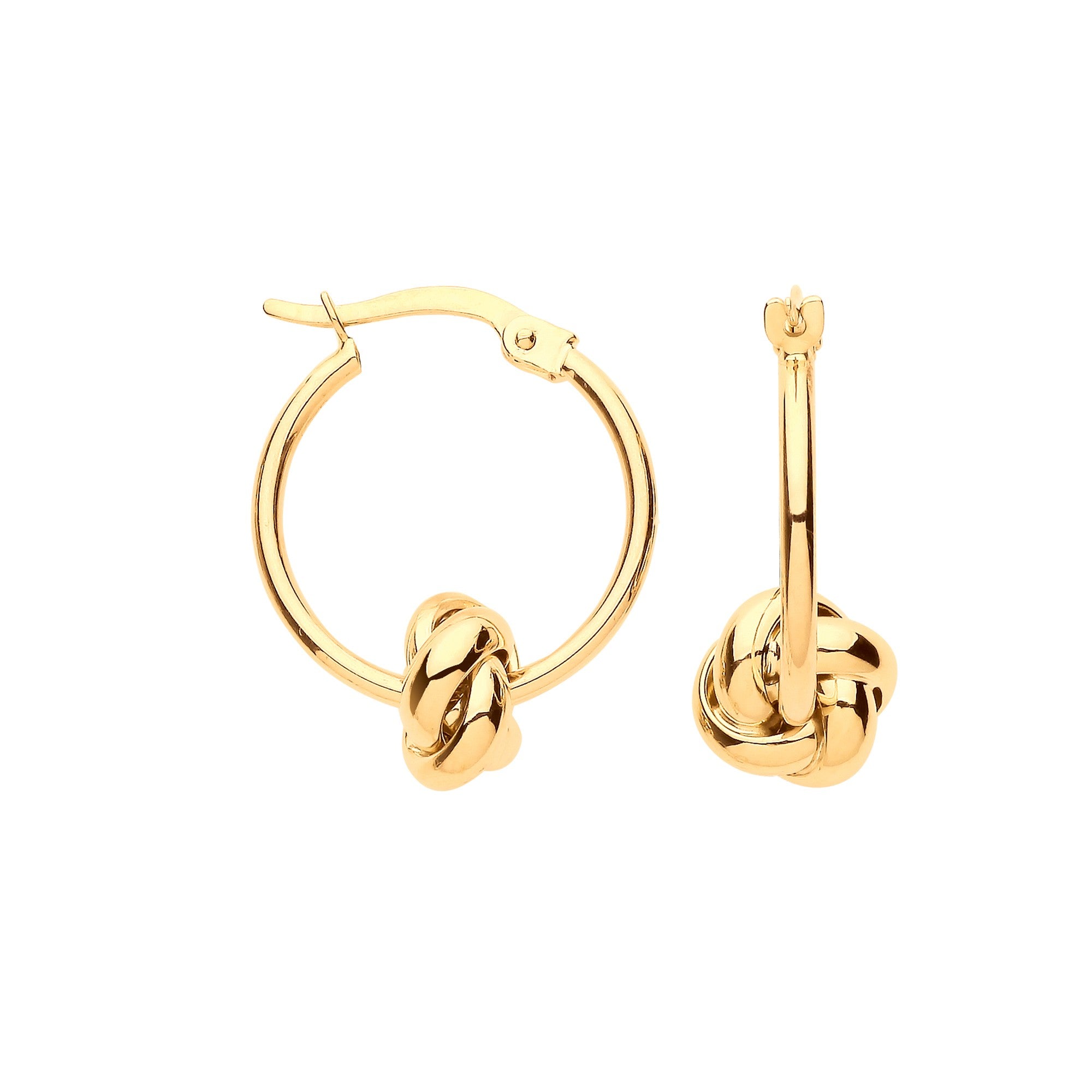Yellow Gold Knot 18mm Hoop Earring
