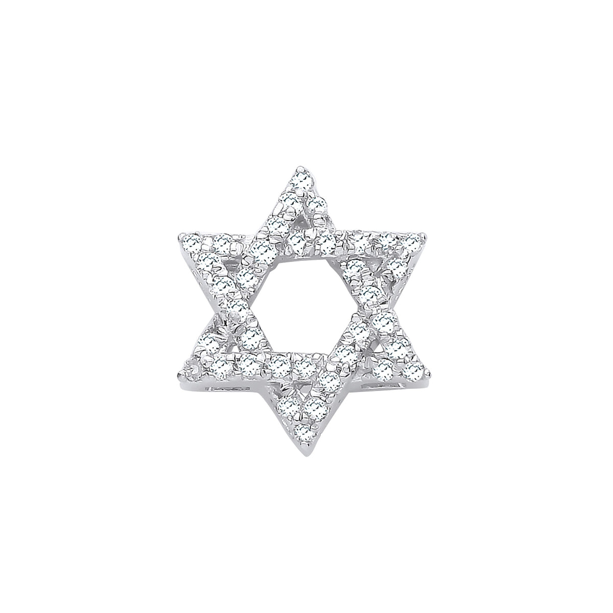 9ct White Gold 0.10ct Diamonds Star of David Pendant