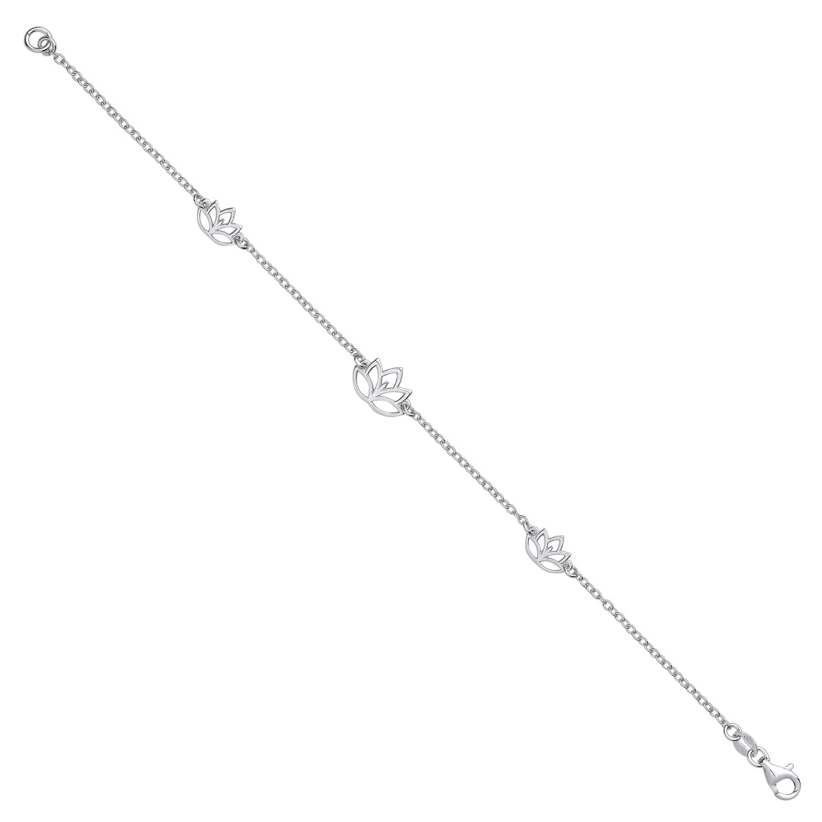 Silver Lotus Flowers Ladies Bracelet