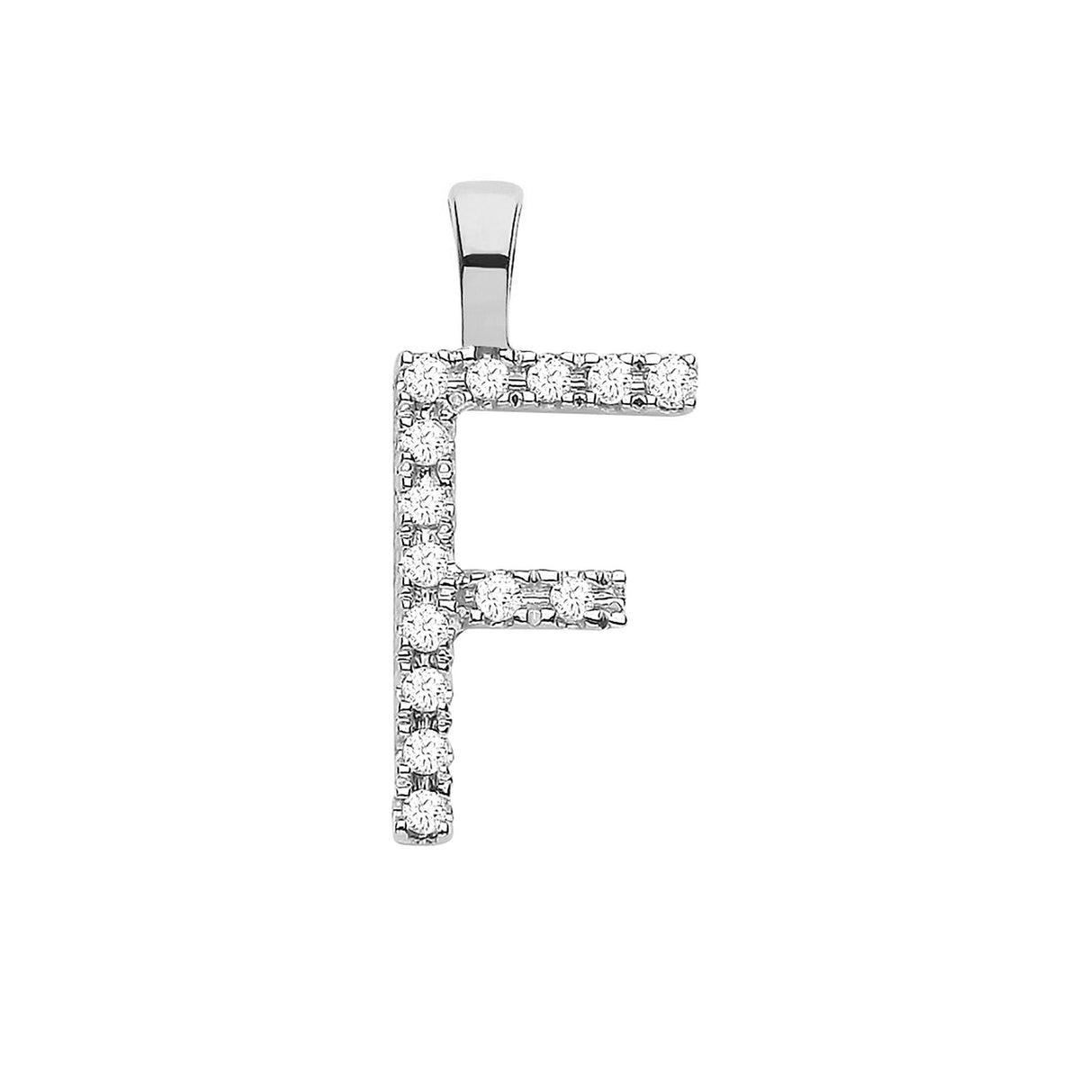 9ct White Gold 0.05ct Diamond F Initial