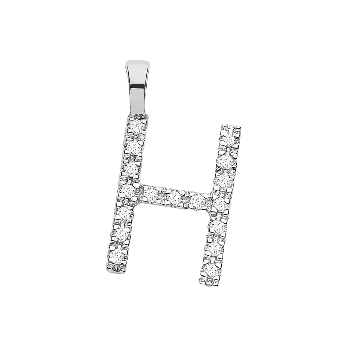 9ct White Gold 0.06ct Diamond H Initial