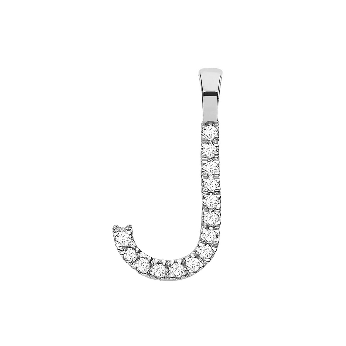 9ct White Gold 0.05ct Diamond J Initial