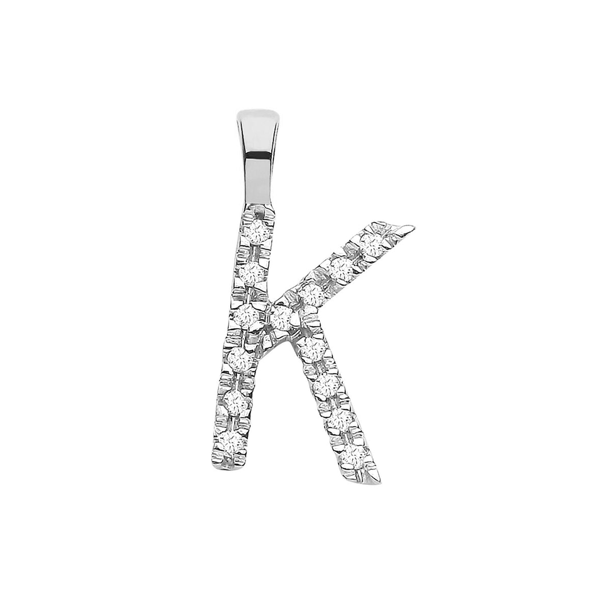 9ct White Gold 0.05ct Diamond K Initial