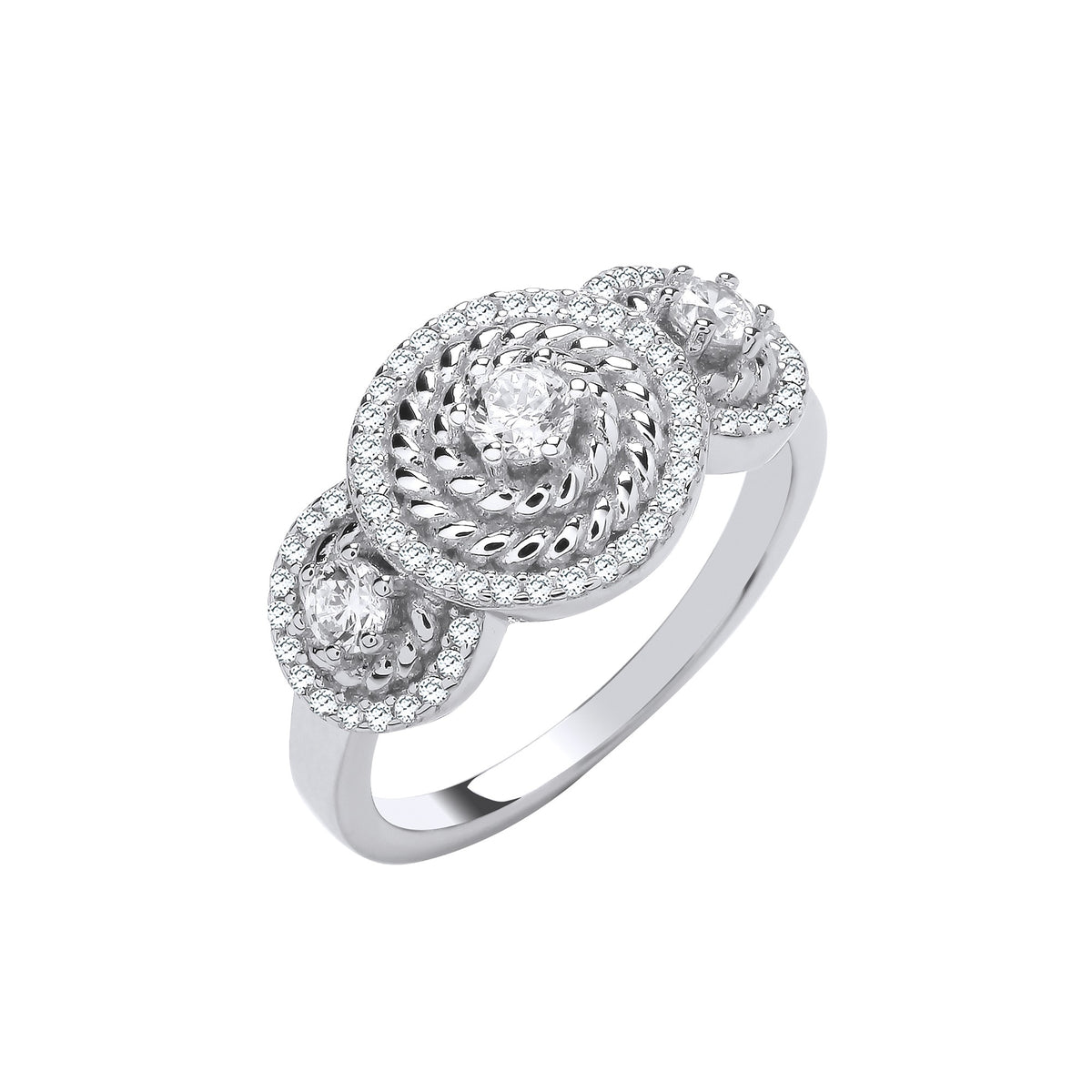 Silver Trilogy Halo CZ Ring
