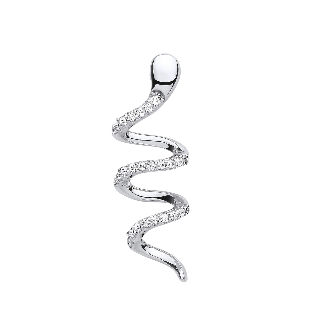 Silver Snake CZ Drop Pendant