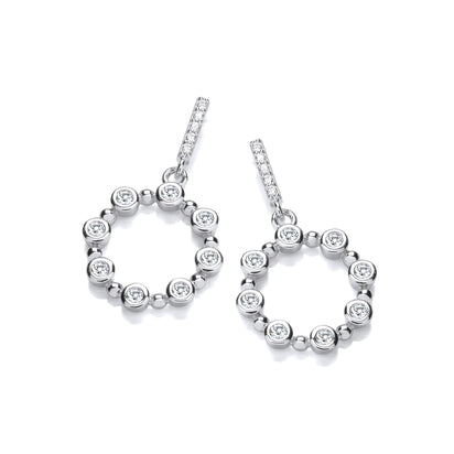 Silver Rubover CZs Circle of Life Drop Earrings
