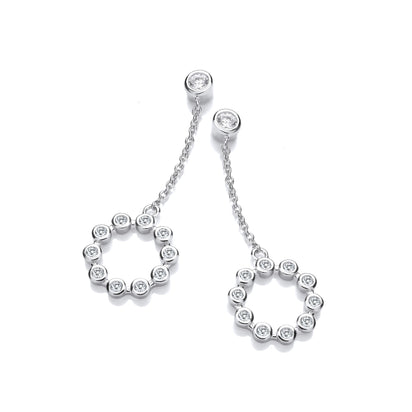 Rubover CZs Circle of Life Chain Drop Earrings