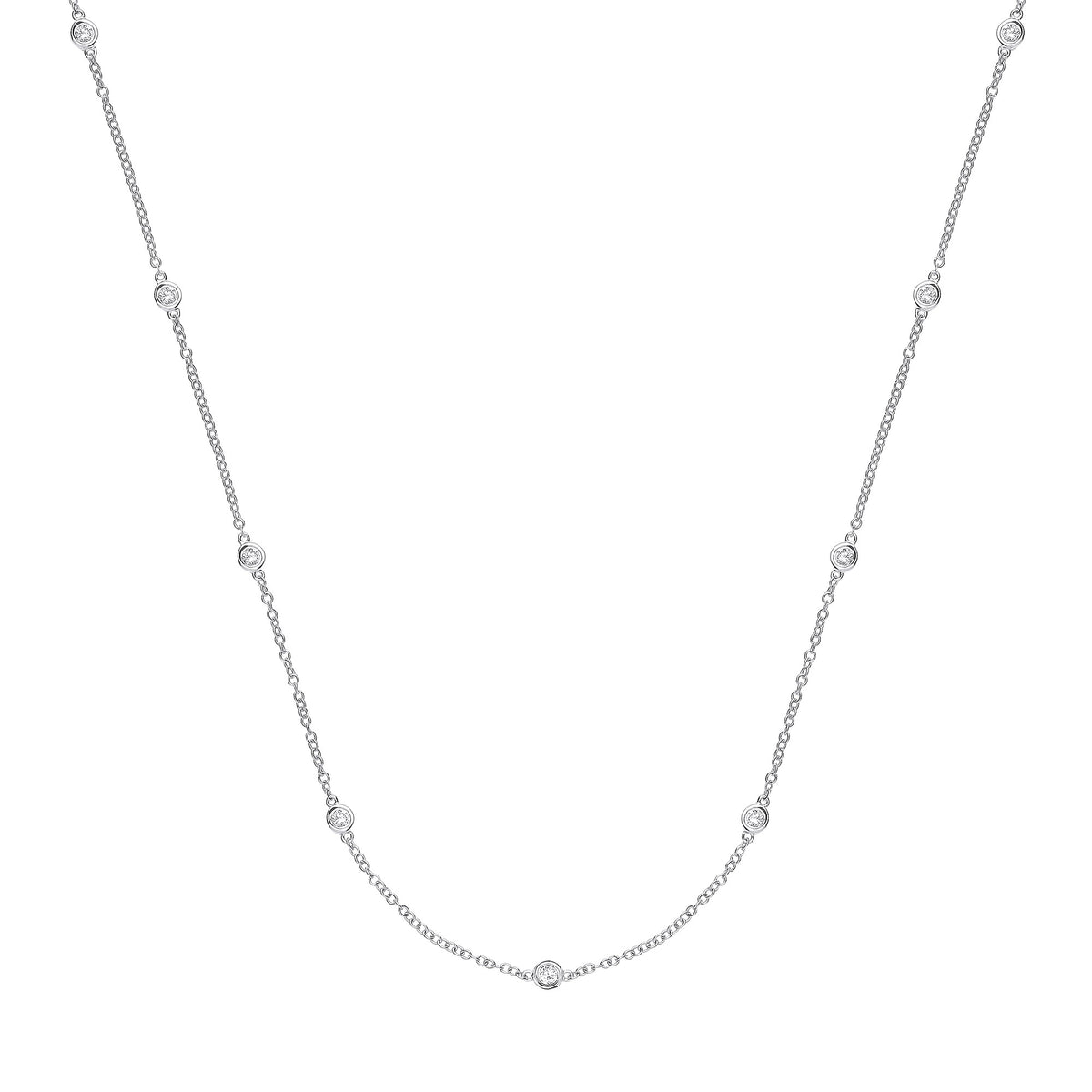 9ct White Gold 0.50ct Diamond by the yard Necklace (18in/45cm)