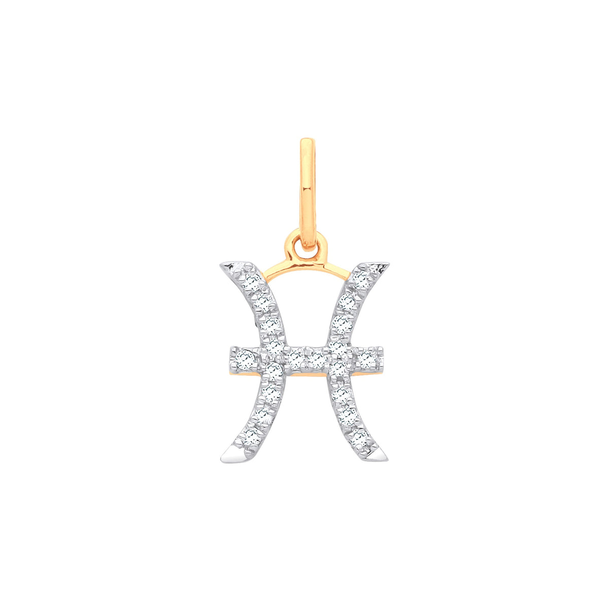 9ct Yellow Gold Pisces Zodiac 0.10ct pendant